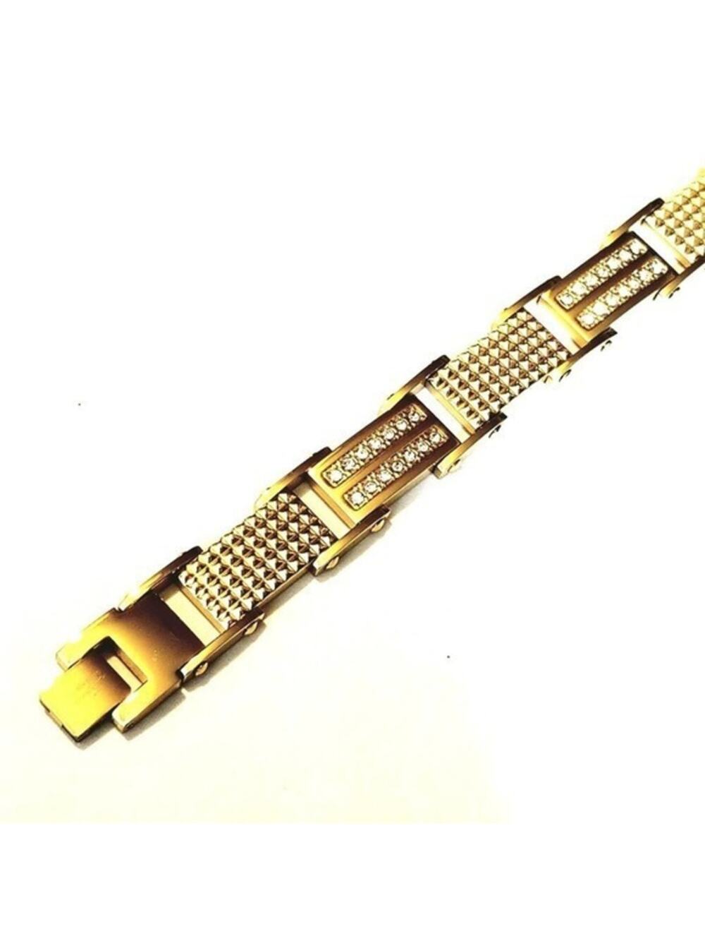 New Double stainless steel CZ gold‎ plated bracelet